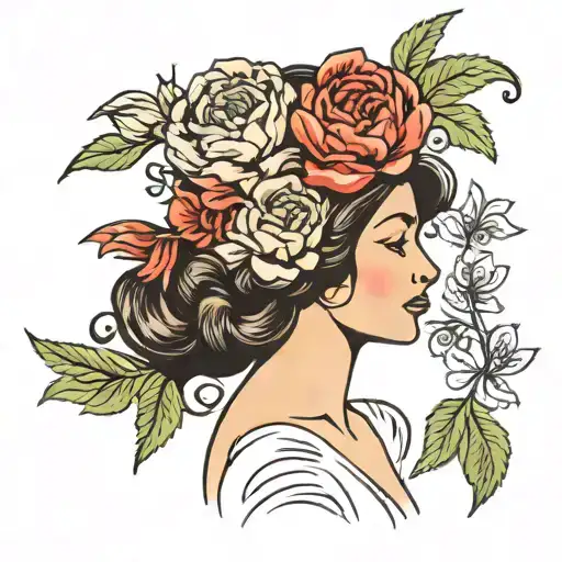 Virgo Women With Peony Flowers As Crown