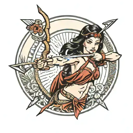 Woman Warrior Shooting Arrow