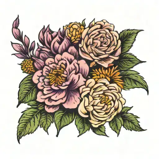 Rose Violet Aster Chrysanthemum Bouquet