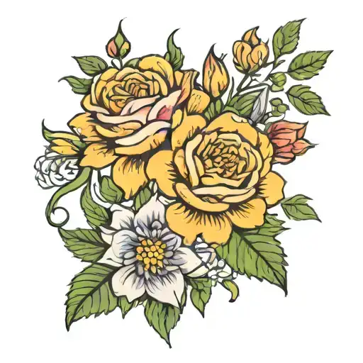 Rose Violet Aster Chrysanthemum Tangled Together