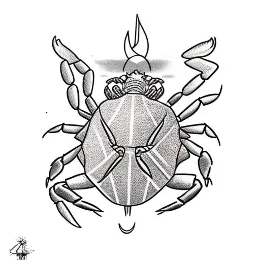 Neotraditional Crab With A New Moon Symbol In It