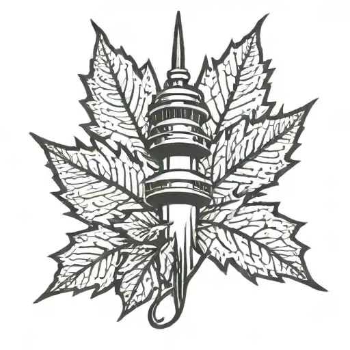 Maple Leaf Outline With Cn Tower Inside