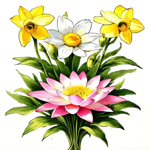 Daisy Water Lily Narcissus Flower Bouquet
