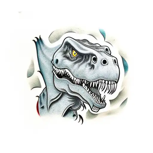 Cartoon T Rex With A Leather Jacket And A Skateboard