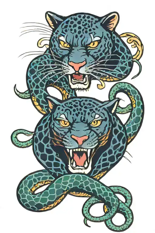 Panther And Snake Intertwined