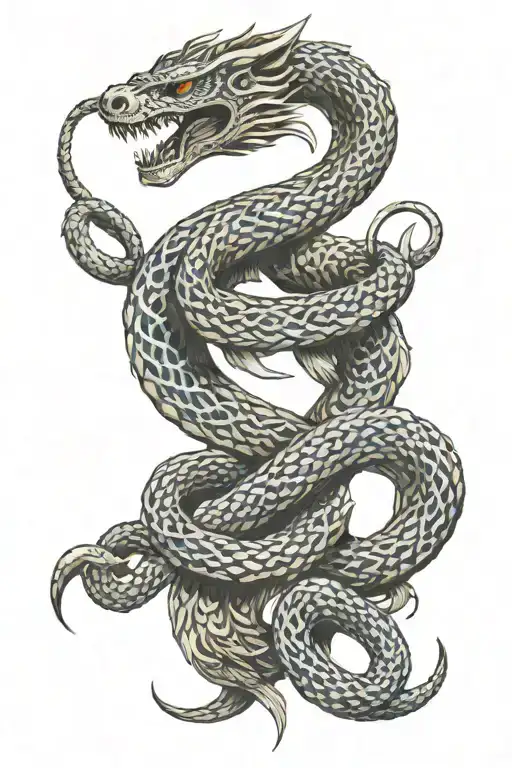 Full Sleve Tattoo With Viking Serpent Jormungandr Snake