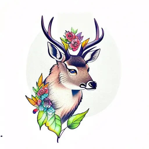 Busty Nature Deer Mountains Waterfall Trees Leaves Flowers Black White