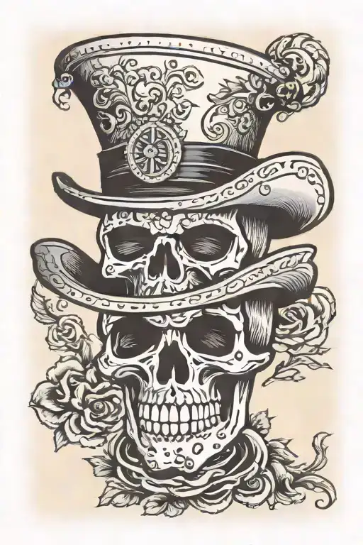 El Mariachi Skull With Hat Mustache