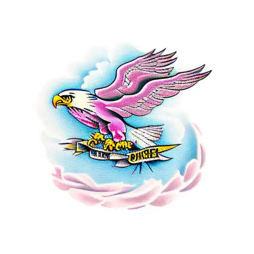 Eagle With Pink Rose