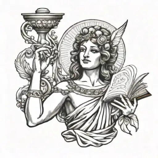 Greek Goddess Holding Open Book And Pen