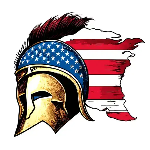 Spartan Helmet With American Flag Mohawk