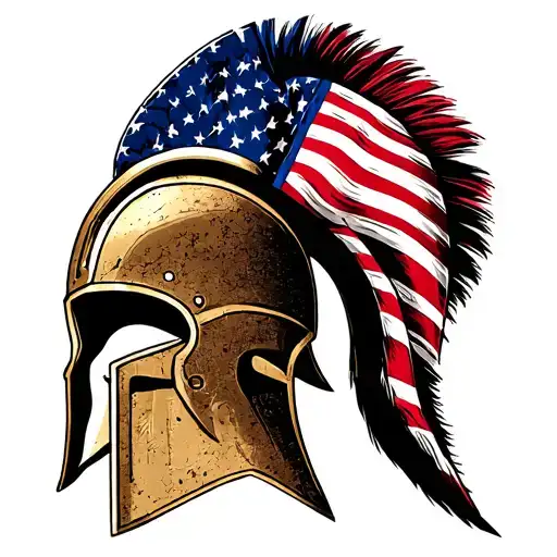 Spartan Helmet With American Flag Mohawk