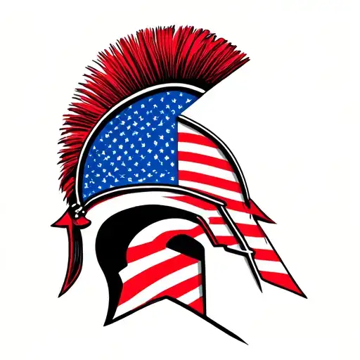 Spartan Helmet With American Flag Mohawk