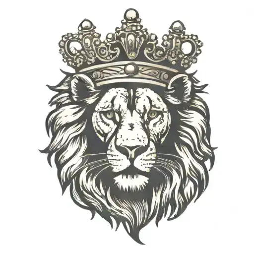 Male Lion Wearing A Crown