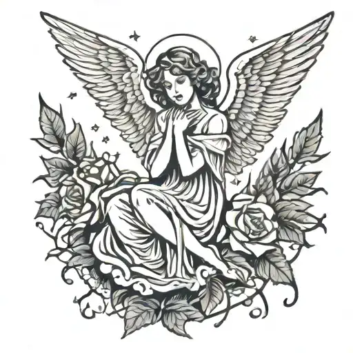 Angel At Night With Thorns Wrapped Around Its Body