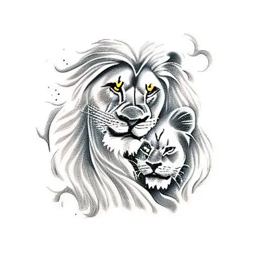 Lion And Daphne In Heart