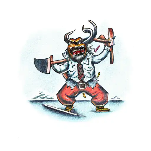 Demon Lumberjack Swinging A Ln Axe