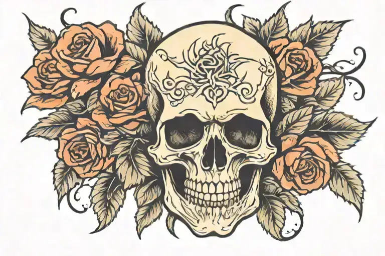 Skull And Roses With Spines
