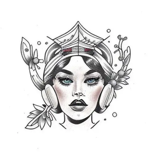 Neotraditional Portrait Female Simple