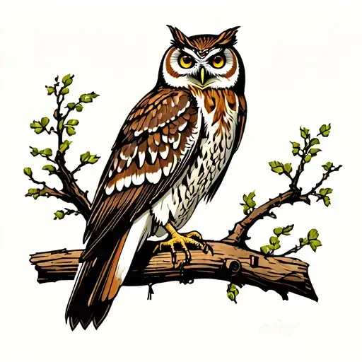 Hunting Owl Perched