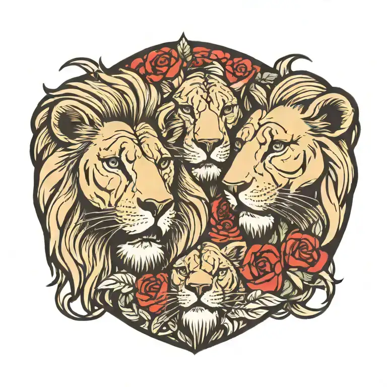 2 Headed Lion With Love In Eyes Looking