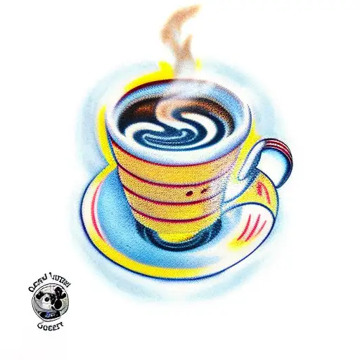 Single Coffee Cup With Steam Rising And Disney Symbols In The Steam