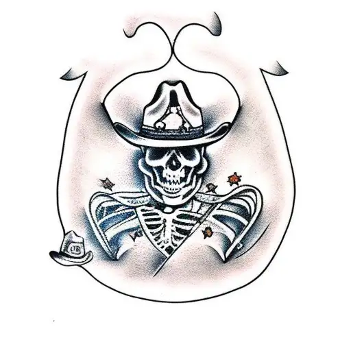 Skeleton Wearing Cowboy Hat And Cowboy Boots