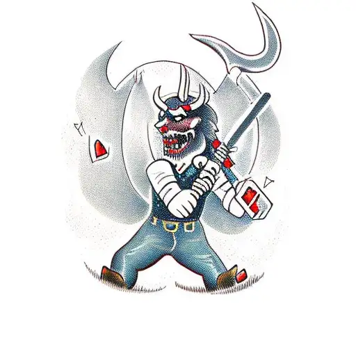 Demon Lumberjack Swinging A Ln Axe