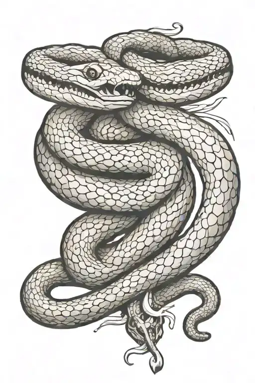 Realistic Coiled Snake Around The Neck And Whole Hand Sleeve