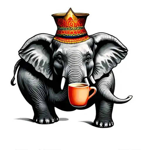 Elephant Drinking A Coffee Mug