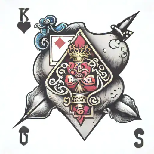 King Of Hearts With A Crown Of Thorns On Top Of A Ace Of Spades Card