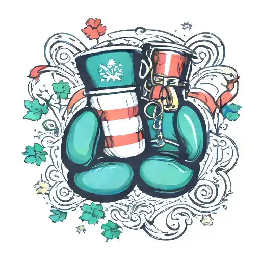 Irish Flag With Boxing Gloves Hanging