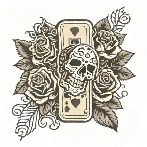 A Domino With The 6 And 9 With A Rose And Skull