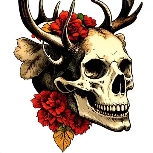 Buck From The Glacial Period Looking At The Skull