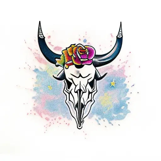 Colorful Bull Skull