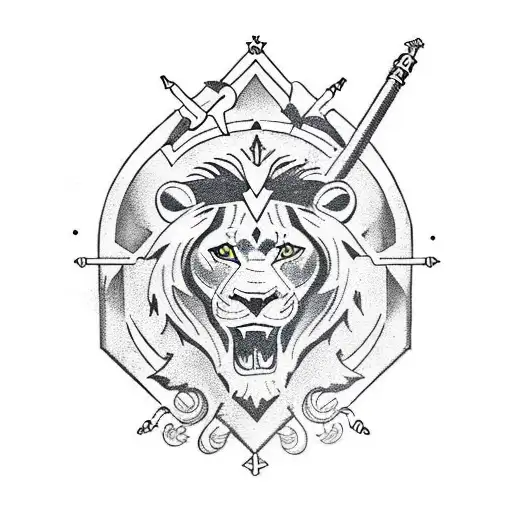 Sagittarius With Two Lions And A Scorpion