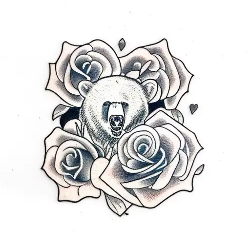 Black Bear With Rose