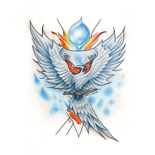 Fire Pheonix Bird Water Colour