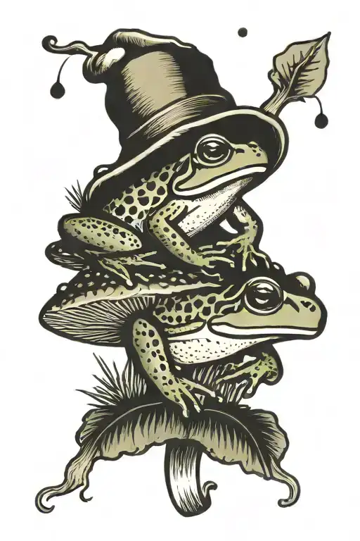 Frog Laying Beneath Mushroom