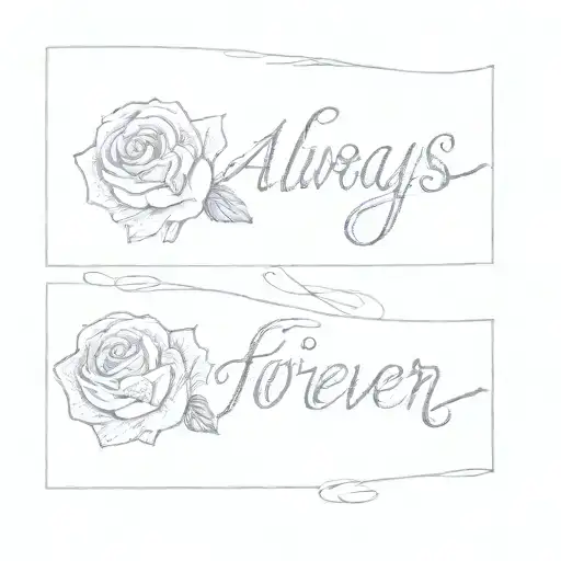 A Tattoo Of A Rose And The Words Always Forever