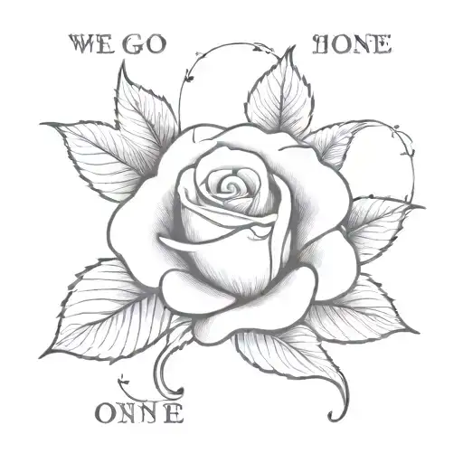 A Tattoo Of A Rose And The Words We Go Together As One