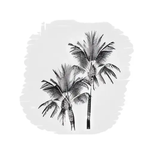 Two King Palm Trees Black And White