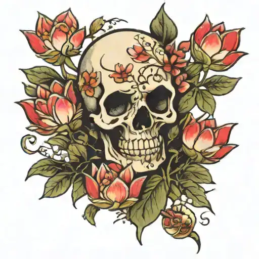 Skeleton With Lotus Flowers