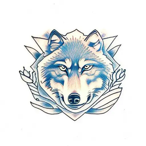 Wolf Over The Ocean Next To Rose Garden