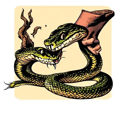 The Heel Of A Foot Crushing The Head Of A Snake