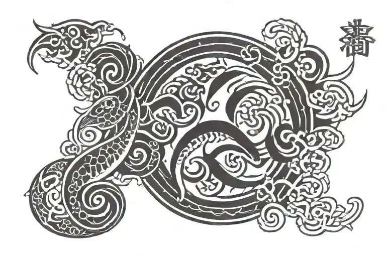 Kaizen Symbol In Japanese With Cool Random Design Incorporating Elements