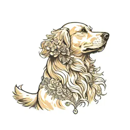 American Traditional Golden Retriever Painting