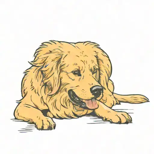 American Traditional Golden Retriever Painting