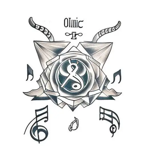 Leo Symbol Mixed With Music Notes