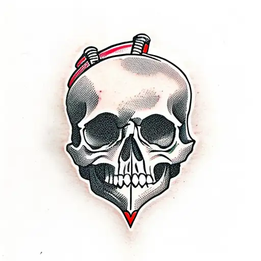 Skull With A Black And Red Candle On Top